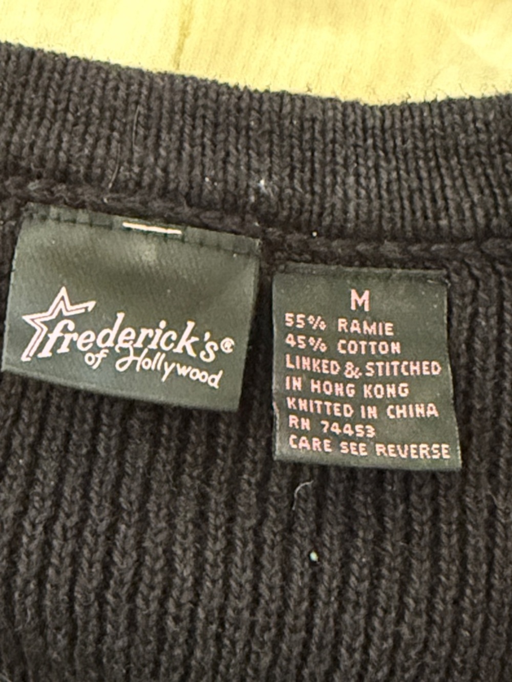 FREDERICK’S OF HOLLYWOOD Vintage Black V-Neck Sweater with Multicolor Jewel Trim - Picture 6 of 7